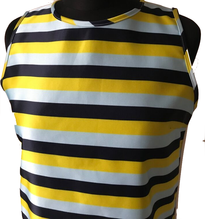 Iceberg Italy. Striped Front Tessuto Nylon, White Back Mini Dress