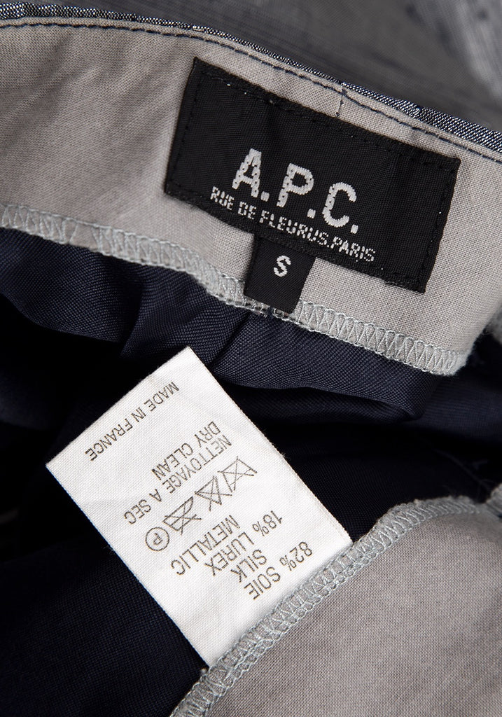 A.P.C. Paris. Silver Silk Metallic Slab Pants