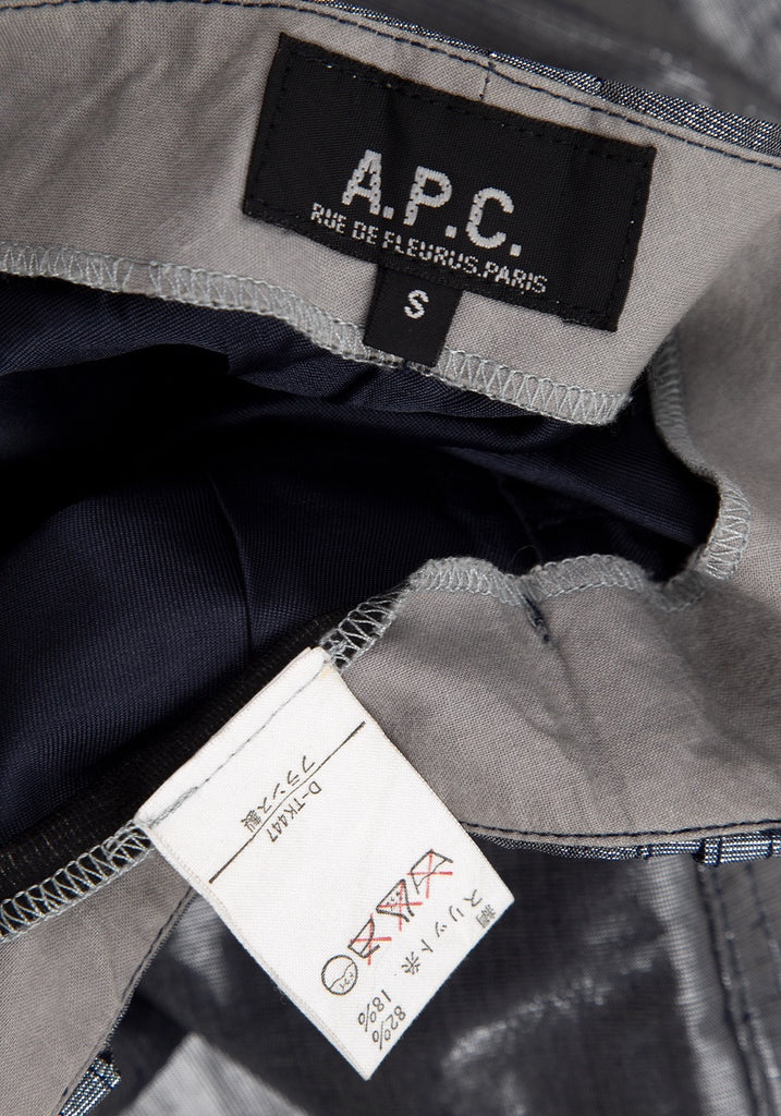 A.P.C. Paris. Silver Silk Metallic Slab Pants