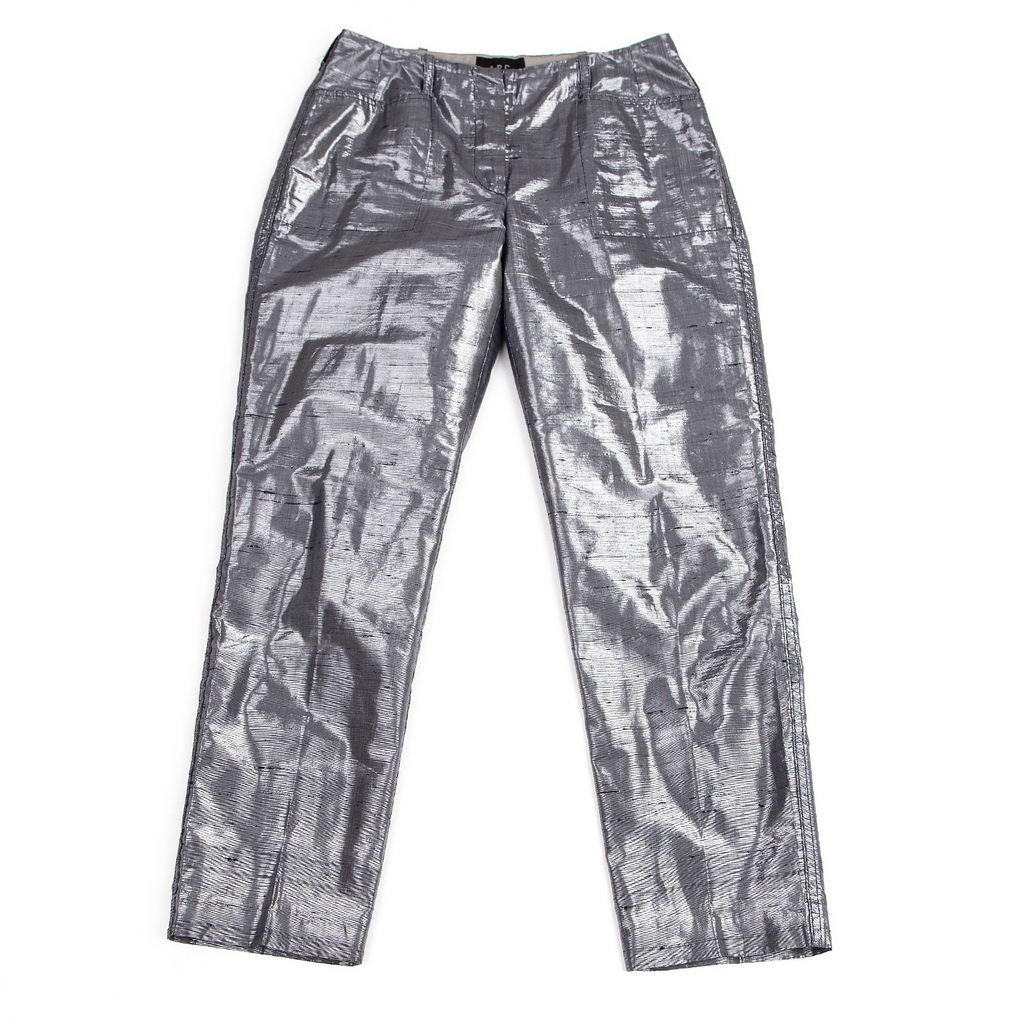 A.P.C. Paris. Silver Silk Metallic Slab Pants