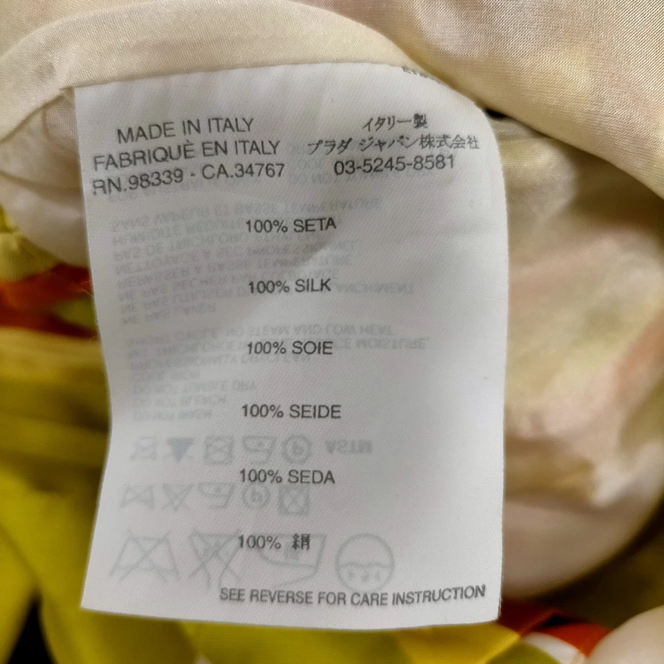 Prada Italy. Multi-Color Pleated Silk Dress