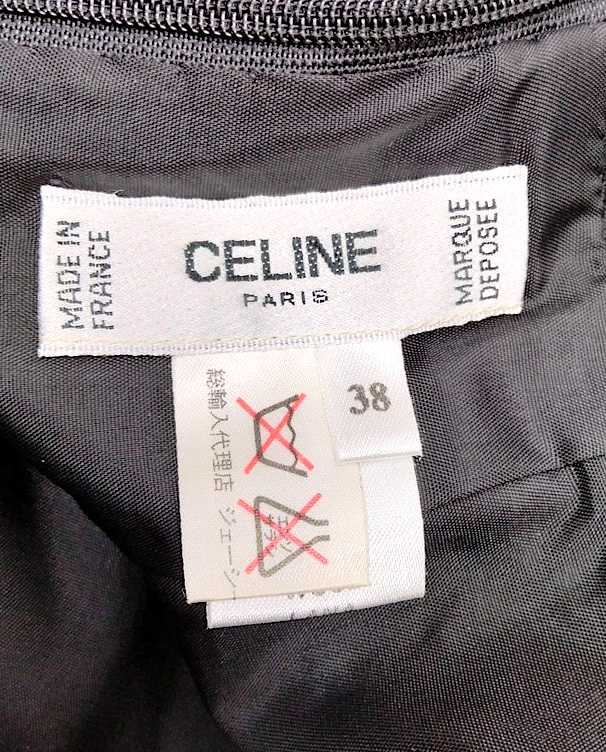 CELINE PARIS. Black Wool Skirt with Goldplated Hardware