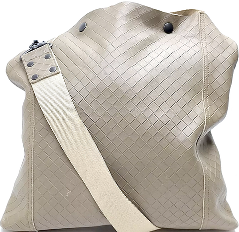 PRADA ITALY. White Leather / Black Leather Accents Hand Bag / Shoulder Bag/ w/Long Strap
