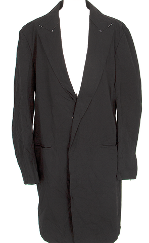 Prada Italy. Black Nylon/Leather Trim Utility Jacket / Car Coat