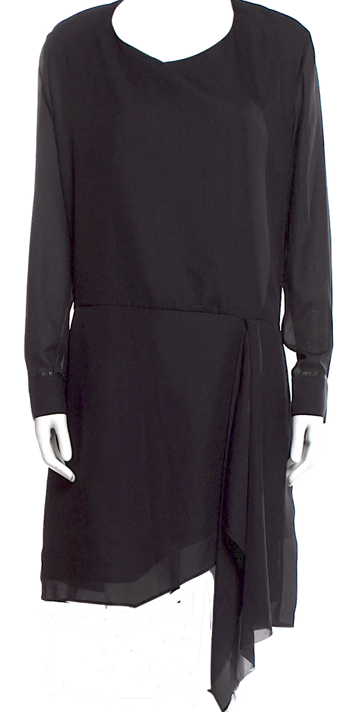 Acne Studios Sweden. Black Long PolyTech Asymmetrical Dress