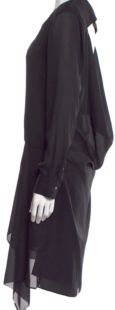 Acne Studios Sweden. Black Long PolyTech Asymmetrical Dress