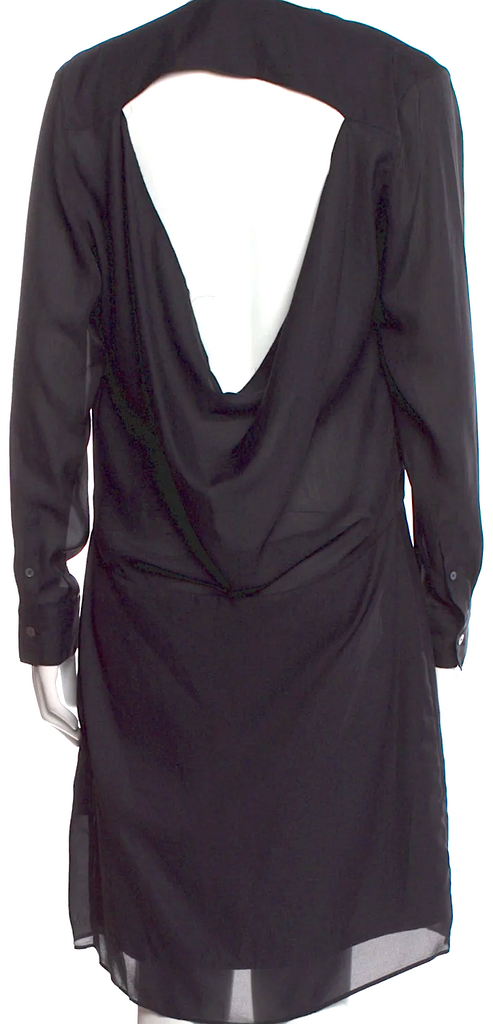 Acne Studios Sweden. Black Long PolyTech Asymmetrical Dress