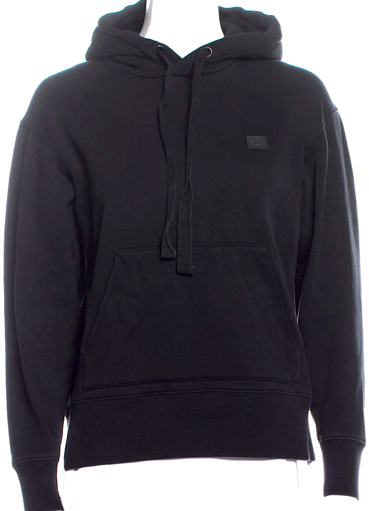 Acne Studios Sweden. Black Cotton Logo Smile Long Sleeve Hoodie