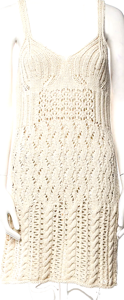 Acne Studios Sweden. Neutral Cream Color Cotton Knit Mini Dress