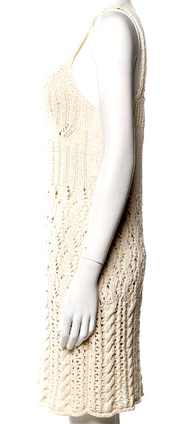 White Dress Melissa Odabash Crochet Dress Beige Crochet Knit Midi Dress   PILLAR