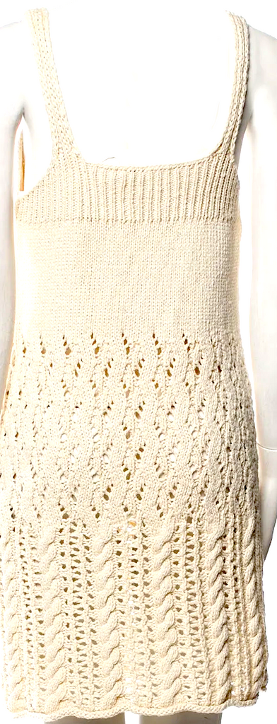 Acne Studios Sweden. Neutral Cream Color Cotton Knit Mini Dress