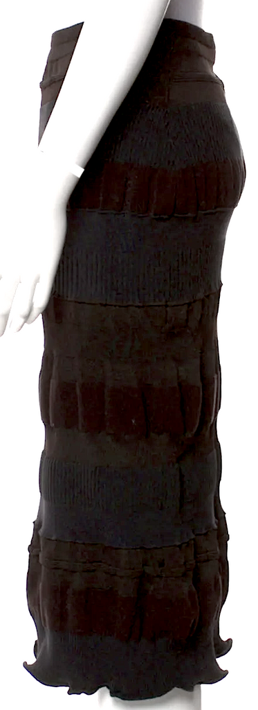 Acne Studios Sweden. Vintage Black Striped Viscose Blend Knee-Length Skirt