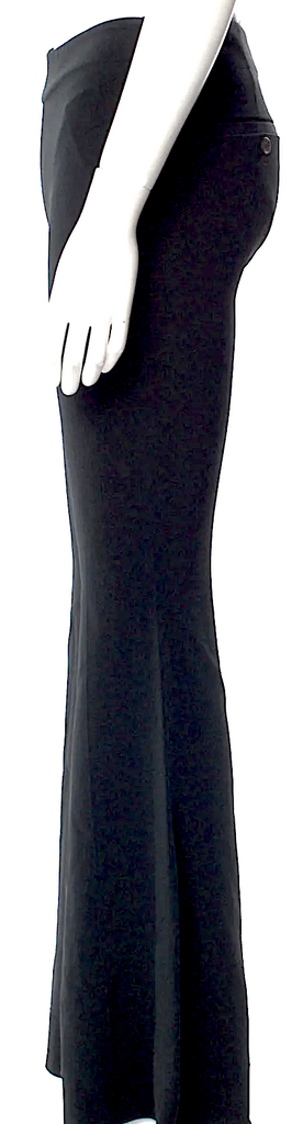 Acne Studios Sweden. Black Viscose Blend Mid Rise Wide Leg Pants