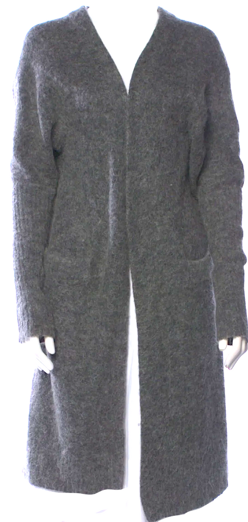 Acne Studios Sweden. Grey Mohair/Wool Open Front Long Cardigan Style Sweater