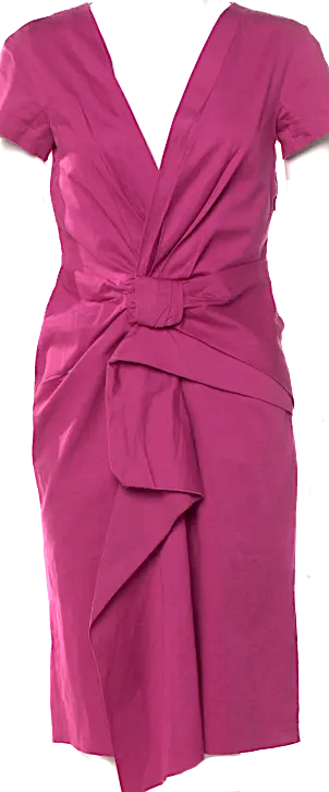 Alberta Ferretti Italy. Dark Violet V-Neck Knee-Length Sheath Dress