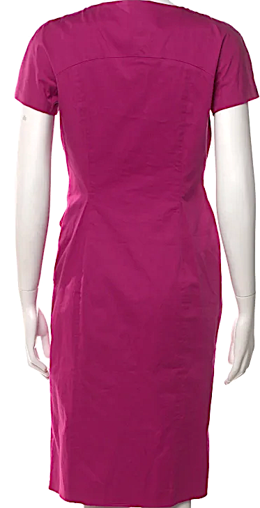 Alberta Ferretti Italy. Dark Violet V-Neck Knee-Length Sheath Dress