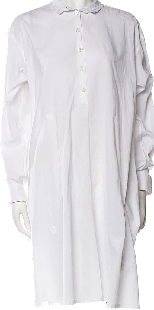 Ann Demeulemeester Belgiium. White Cotton Shirt Dress