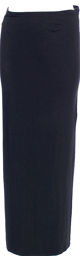 Ann Demeulemeester Belgium. Black Rayon/Spandex Midi Length Skirt