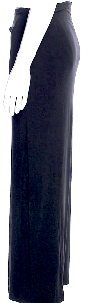 Ann Demeulemeester Belgium. Black Rayon/Spandex Midi Length Skirt