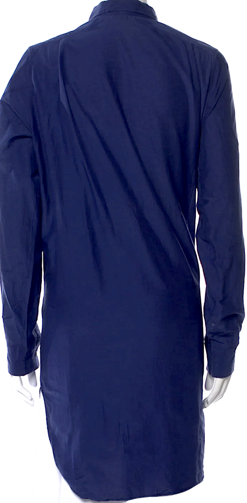 Ann Demeulemeester Belgium. Blue Silk/Cotton Blend Long Sleeve Tunic