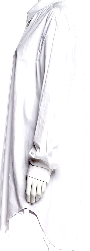 Ann Demeulemeester Belgium. White Cotton Long Sleeve Button-Up Top