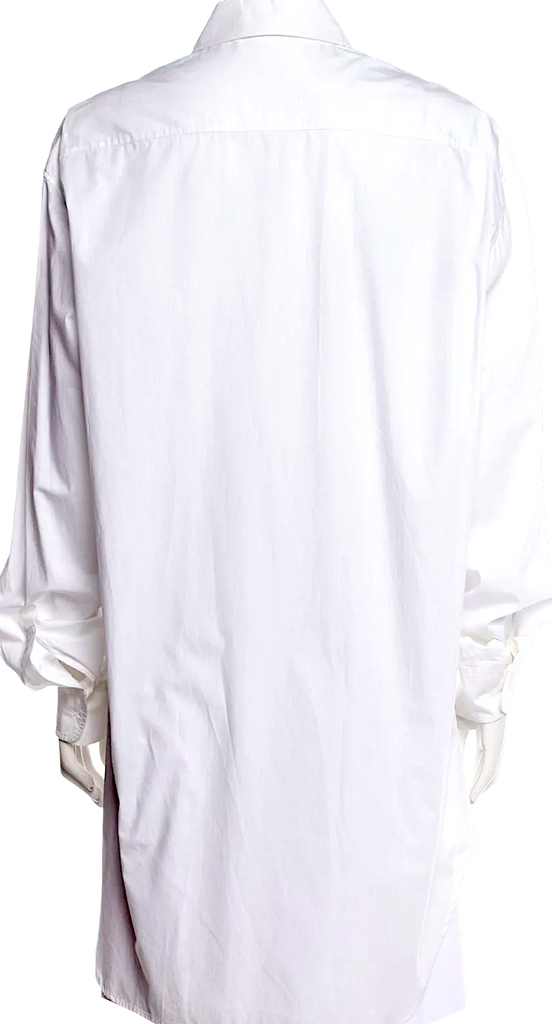 Ann Demeulemeester Belgium. White Cotton Long Sleeve Button-Up Top