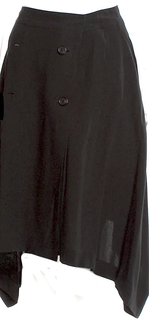Ann Demeulemeester Belgium. Vintage From 2010s Collection Black Rayon/Wool Blend Full Midi Length Skirt