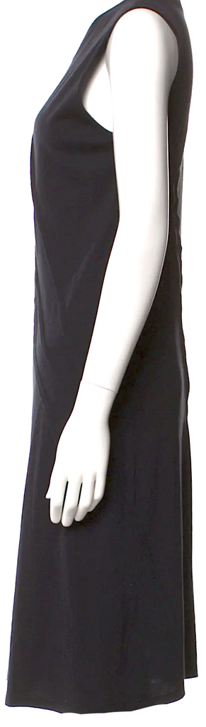 Ann Demeulemeester Belgium. Black Cotton/Rayon Sleeveless Scoop Neck Shift Dress