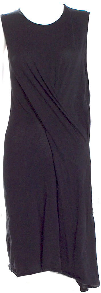 Ann Demeulemeester Belgium. Vintage Black Cotton Knee-Length Dress