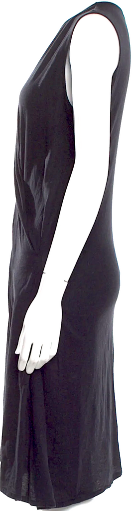 Ann Demeulemeester Belgium. Vintage Black Cotton Knee-Length Dress