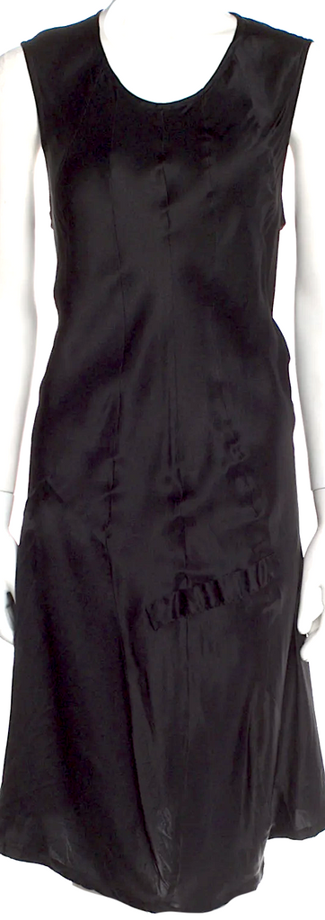Ann Demeulemeester Belgium. Vintage 2010s Collection Black Silk Midi Length Dress
