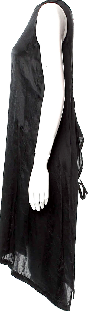Ann Demeulemeester Belgium. Black Silk Midi Length Dress