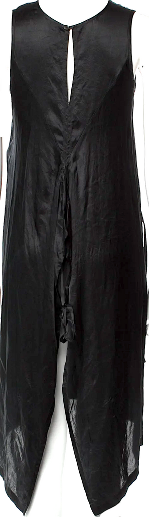 Ann Demeulemeester Belgium. Black Silk Midi Length Dress