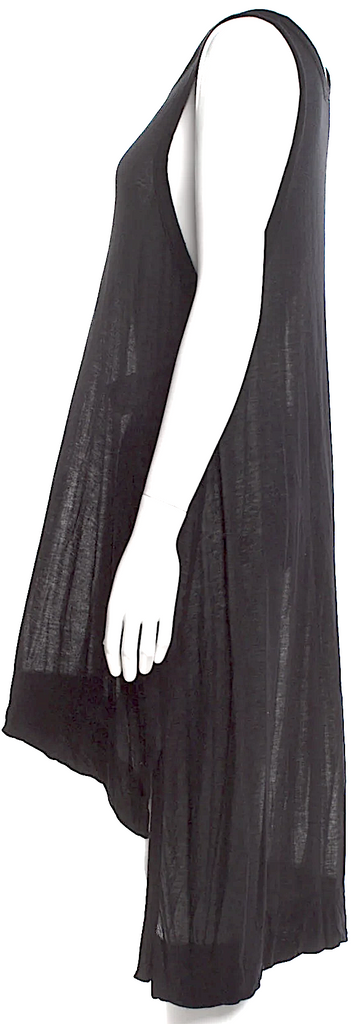 Ann Demeulemeester Belgium. Black Cotton Blend Scoop Neck Mini Dress