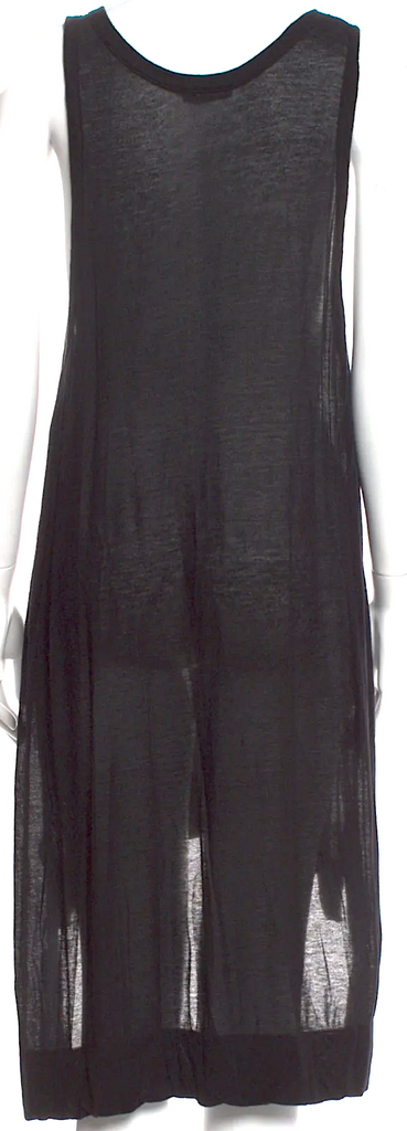 Ann Demeulemeester Belgium. Black Cotton Blend Scoop Neck Mini Dress