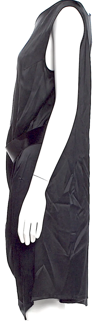 Ann Demeulemeester Belgium. Black Silk Knee-Length Dress