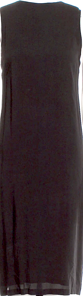 Ann Demeulemeester Belgium. Black Viscose Bateau Neckline Midi Length Dress