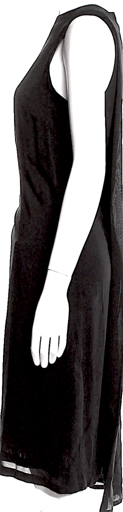 Ann Demeulemeester Belgium. Black Viscose Bateau Neckline Midi Length Dress