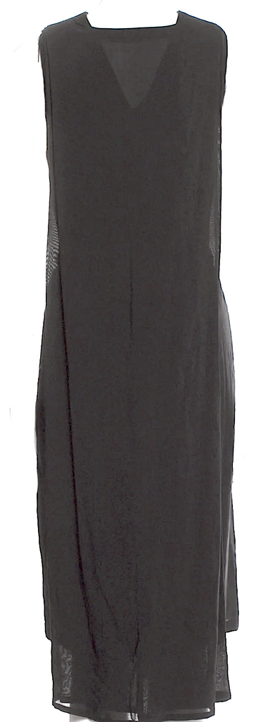Ann Demeulemeester Belgium. Black Viscose Bateau Neckline Midi Length Dress