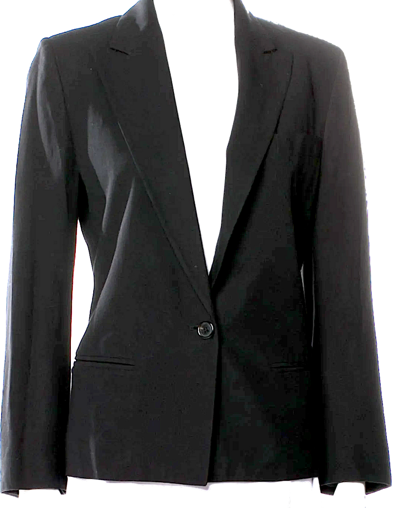 Ann Demeulemeester Belgium. Black Rayon/Wool Blend Blazer