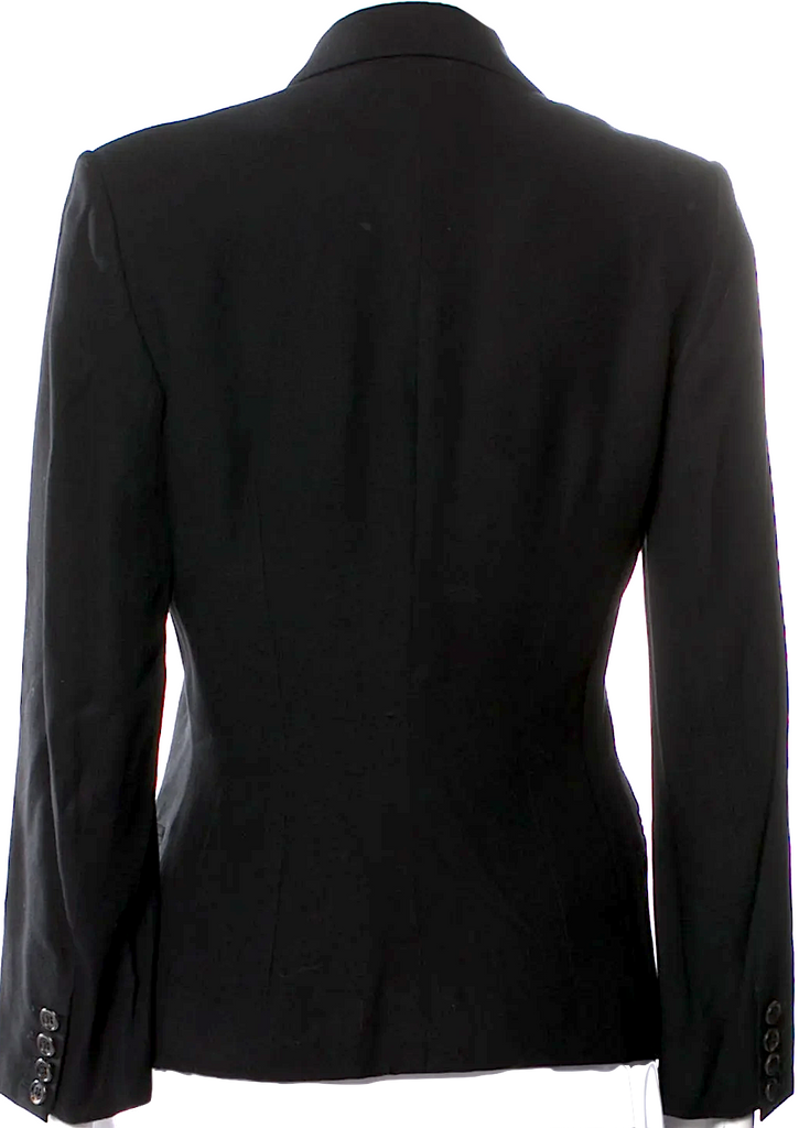 Ann Demeulemeester Belgium. Black Rayon/Wool Blend Blazer