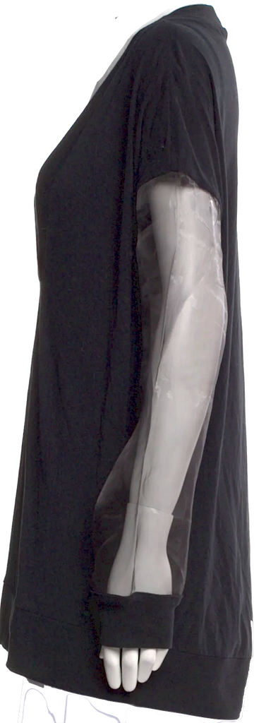 Ann Demeulemeester Belgium. Black Mesh Sleeves Long Tunic