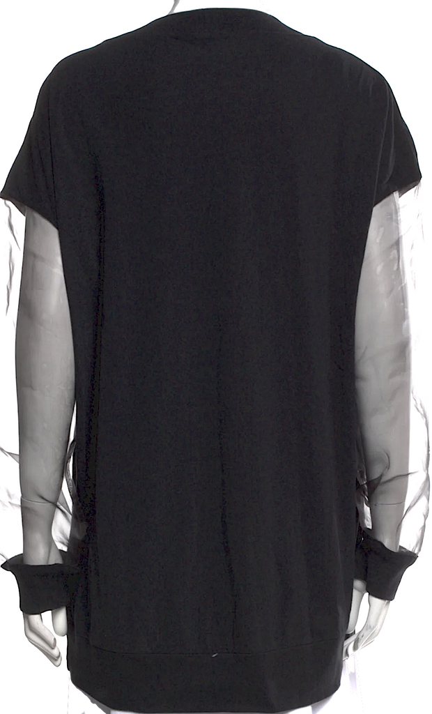 Ann Demeulemeester Belgium. Black Mesh Sleeves Long Tunic