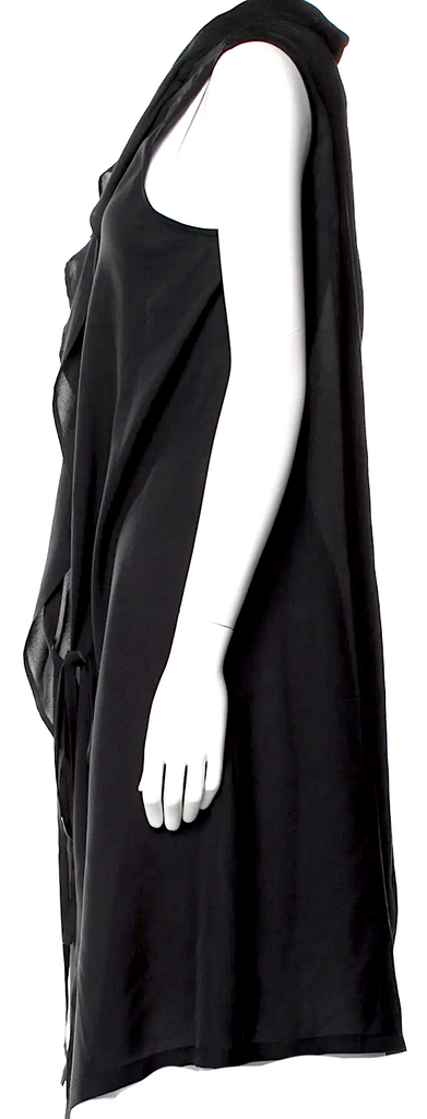 Ann Demeulemeester Belgium. Black Silk Sash Tie Long Gillette Vest