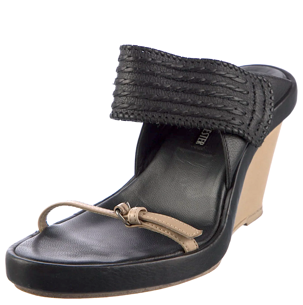 Ann Demeulemeester Belgium. Black Leather Slides Size: 8.5 | IT 38.5