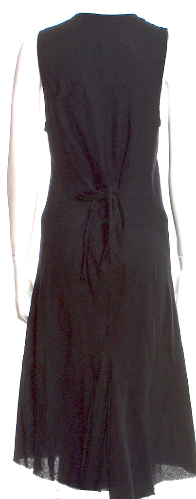 Ann Demeulemeester Belgium. Virgin Black Wool Midi Length Dress
