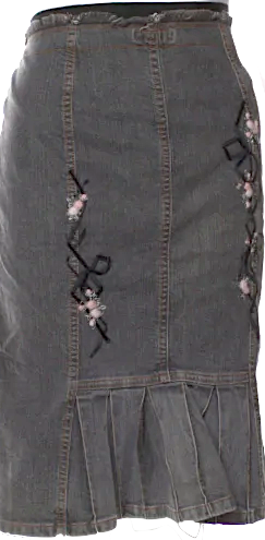 Blumarine Italy. By Anna Molinari. Vintage Grey Cotton Embellished Knee-Length Skirt