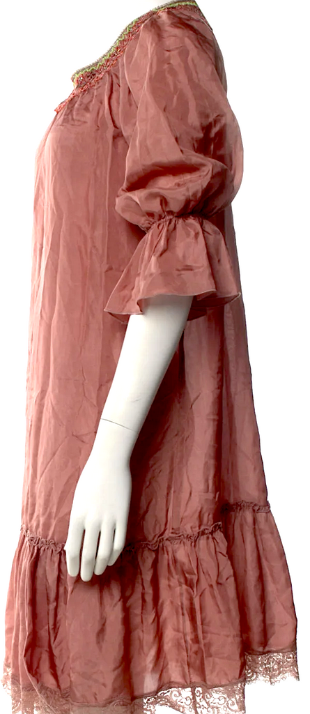 Blumarine Italy. By Anna Molinari Silk Scoop Neck Knee-Length Dress