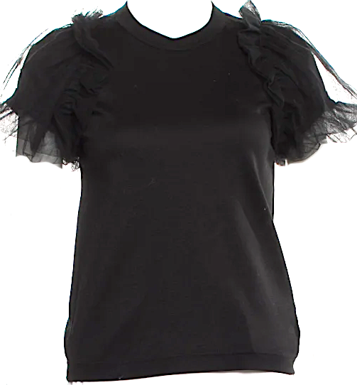 Comme des Garçons Noir Kei Ninomiya Japan. Black Cotton/Nylon Crew Neck Short Sleeve Top