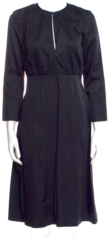 CELINE Paris. Vintage Phoebe Philo Black Viscose Blend Scoop Neck Knee-Length Dress